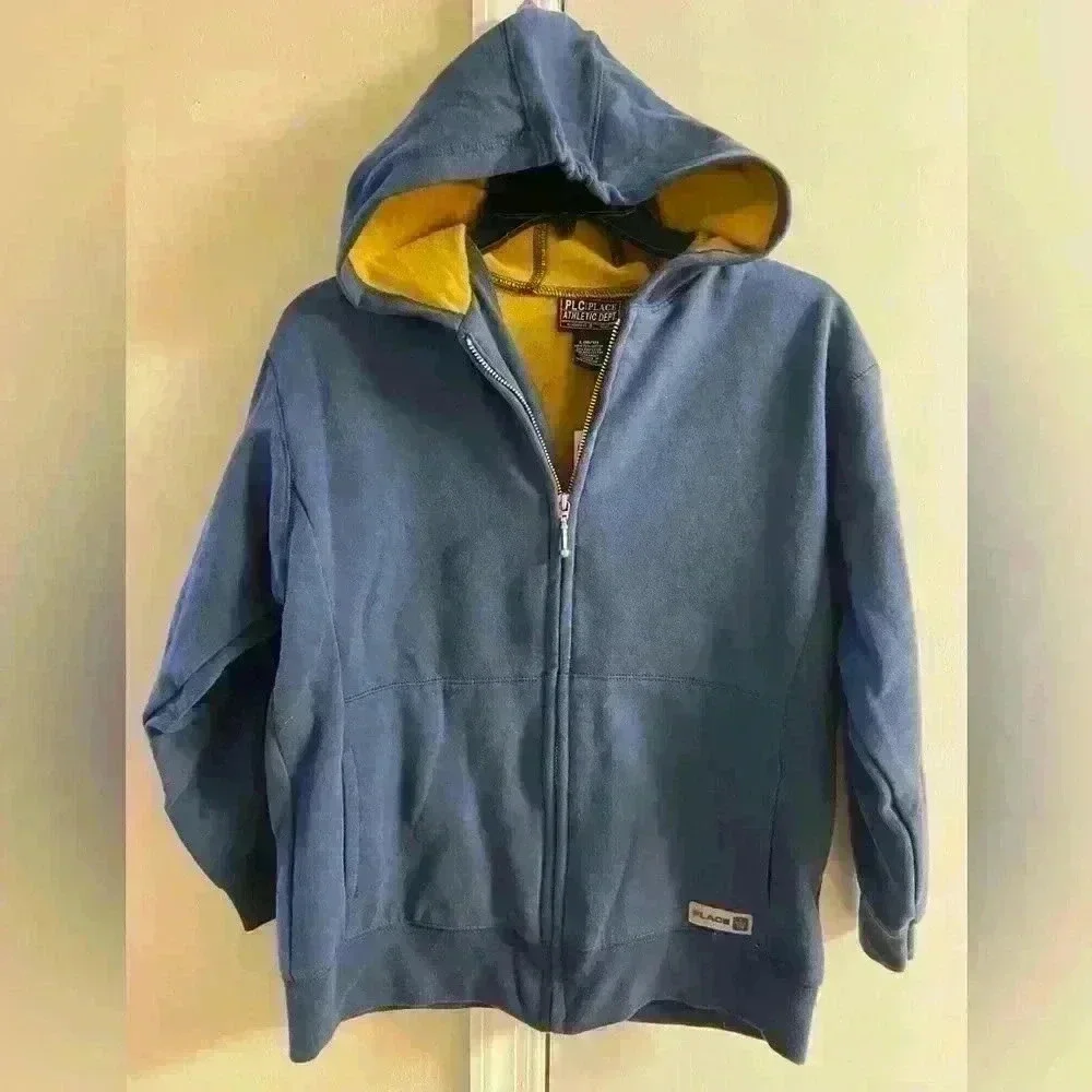 Children's Place Athletic Dept Boys Blue Zip Up Hoodie Sweatshirt Size 10/12 NWT